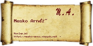 Mesko Arnó névjegykártya